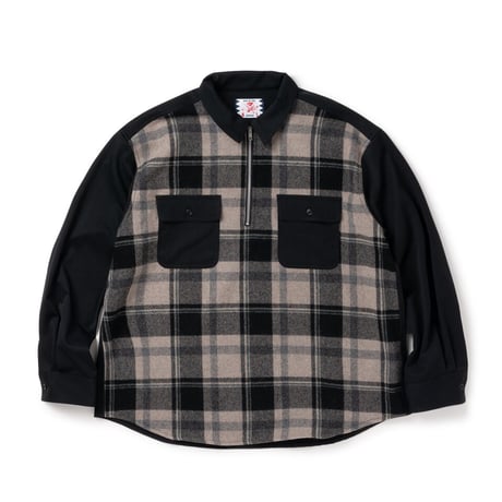 SON OF THE CHEES Half Zip Panel Check Shirt