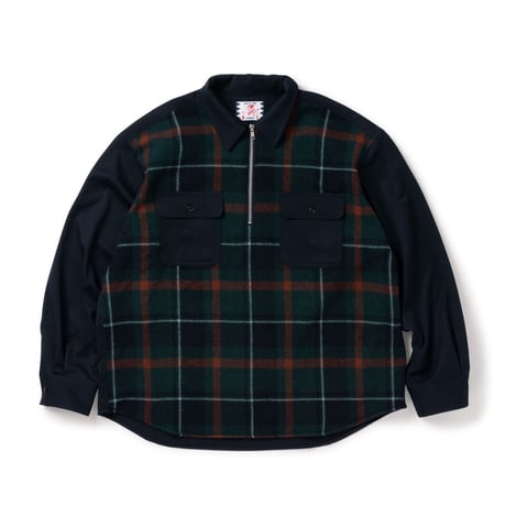 SON OF THE CHEES Half Zip Panel Check Shirt