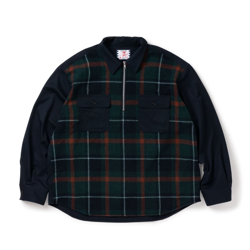 SON OF THE CHEES Half Zip Panel Check Shirt | M...