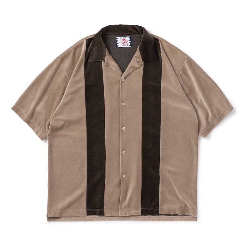 SON OF THE CHEESE Velour Stripe Shirt | MAROON