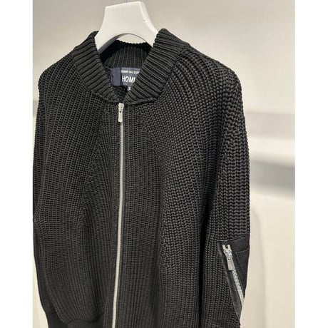 COMME des GARCONS HOMME BATONER W-NAME WOOL KNIT ZIP CARDIGAN（BLACK）