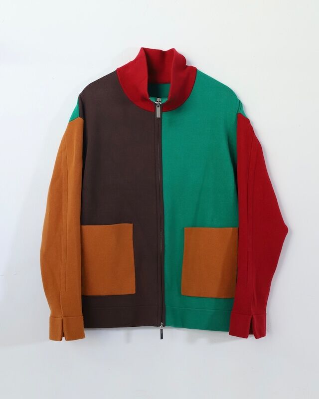 ambergleamジャガードニットジャケット AMBERGLEAM Jacquard Knit Drivers Jacket / BLOCK