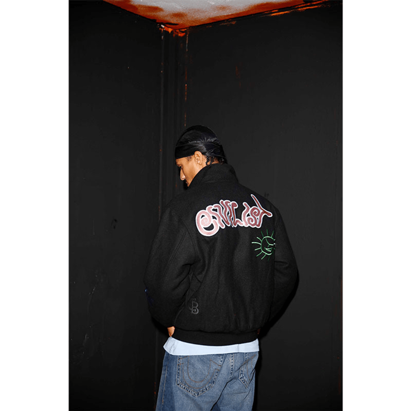 Civilist Wool Bomber Jacket - Black | MAROON