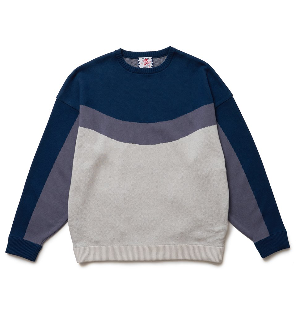 SON OF THE CHEESE Border Knit Crew | MAROON