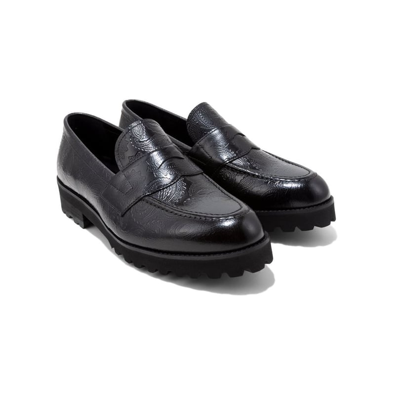 KENFORD MENS TANK SOLE LOAFERS / BLACK PAISLEY