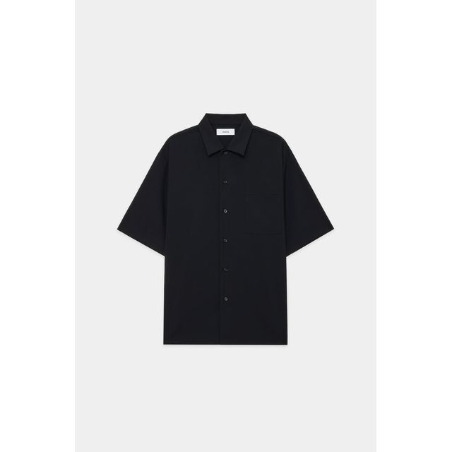 MARKA TUMBLED WOOL TROPICAL OPEN COLLAR SHIRT S