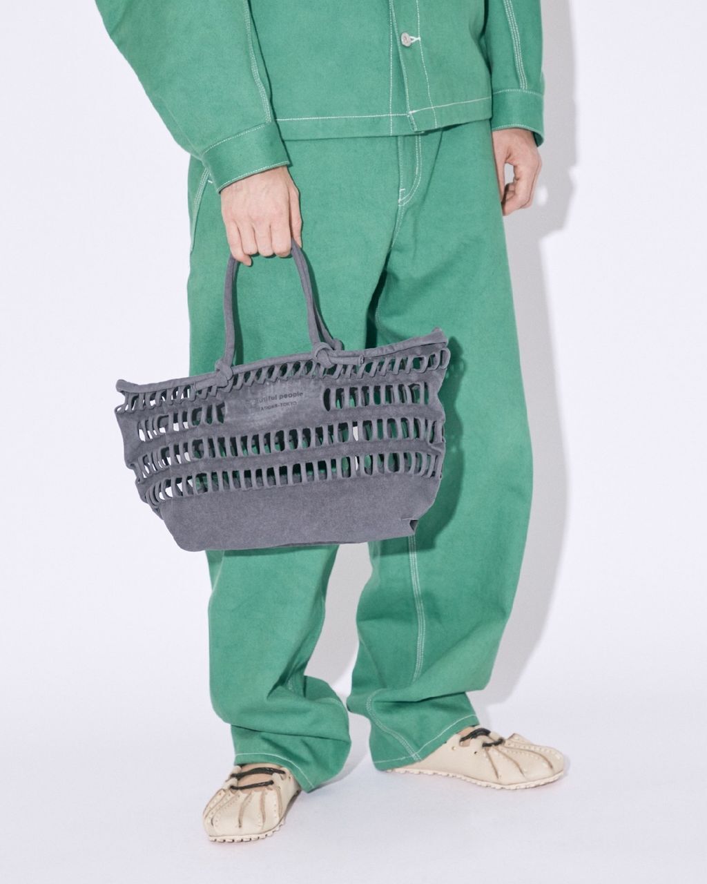 beautiful people konbu knit shopping busket bag