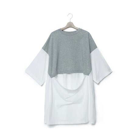 FUMITO GANRYU 2Way Mantle Tee - Gray X White