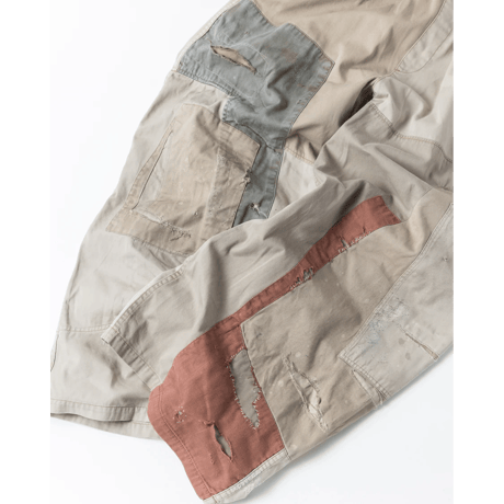 ANACHRONORM REMAKED MIX PANEL WIDE EASY PANTS BEIGE