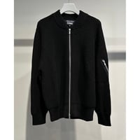 COMME des GARCONS HOMME BATONER W-NAME WOOL KNIT ZIP CARDIGAN（BLACK）