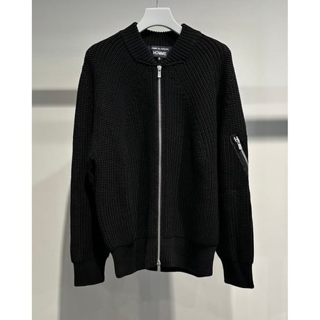 COMME des GARCONS HOMME BATONER W-NAME WOOL KNIT ZIP CARDIGAN（BLACK）