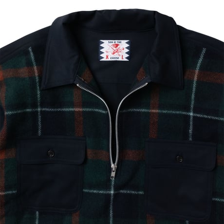 SON OF THE CHEES Half Zip Panel Check Shirt