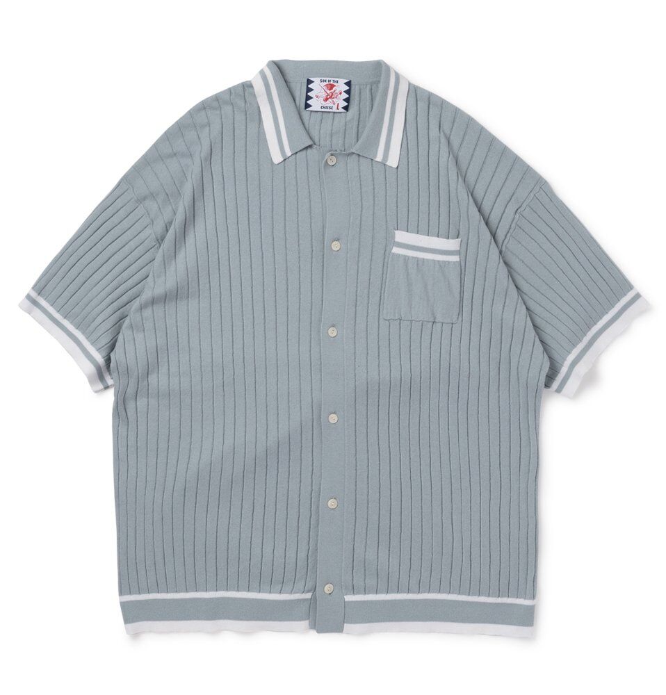 トップス SON OF THE CHEESE Border Rib Knit Shirt SON OF THE CHEESE Border Rib Knit Shirt | MAROON