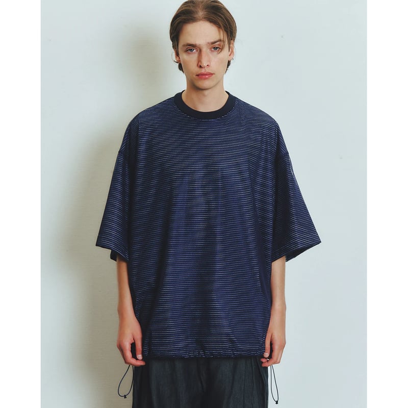 is-ness BALLOON BORDER LAYERED MESH T-SHIRT | M