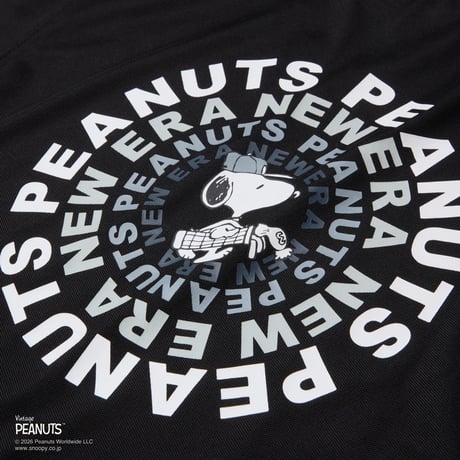 NEW ERA 半袖 ミッドネック Tシャツ Vintage PEANUTS ピーナッツ GOLF Circle ロゴ ブラック