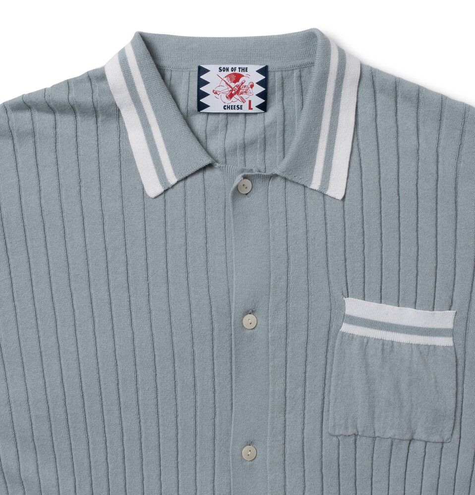 SON OF THE CHEESE Border Rib Knit Shirt | MAROON