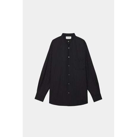 MARKAWARE ORGANIC WOOL TROPICAL COMFORT FIT BAND COLLAR SHIRT