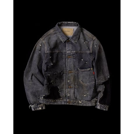 ANACHRONORM FRONT TUCK REMAKED BLACK DENIM JACKET BLACK (REMAKE)