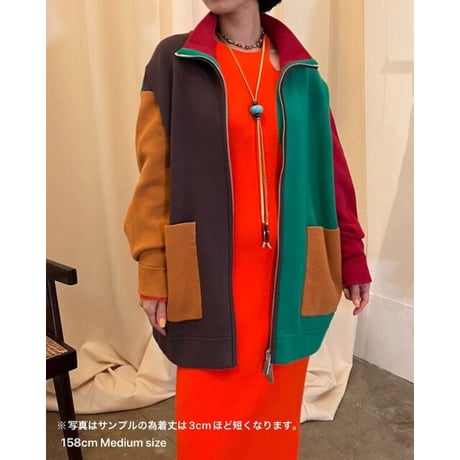 AMBERGLEAM Jacquard Knit Drivers Jacket / BLOCK（LONG）