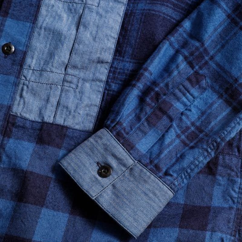 FDMTL PATCHWORK SHIRT RINSE PLAID | MAROON