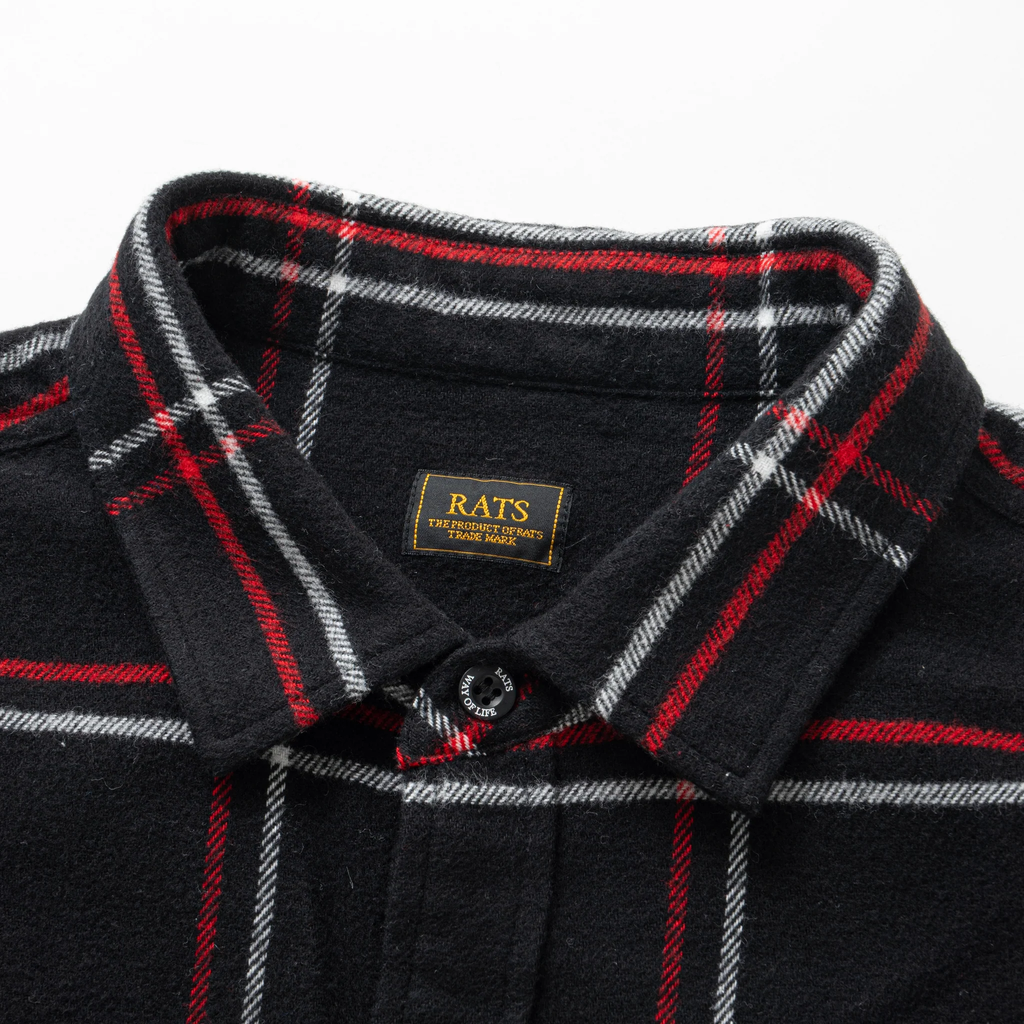 トップス RATS COTTON FLANNEL CHECK SHIRT RATS - COTTON FLANNEL NAVY CHECK SHIRT (NAVY CHECK) / チェック