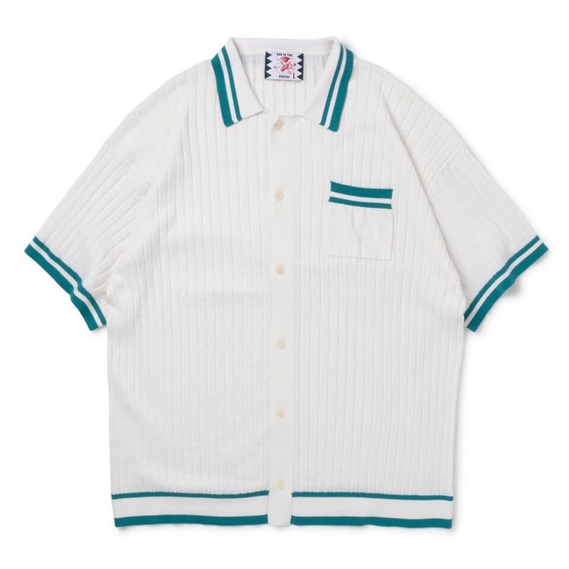 SON OF THE CHEESE Border Rib Knit Shirt | MAROON