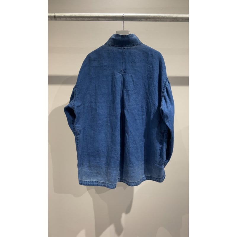 PORTER CLASSIC INDIGO LINEN CHINESE JACKET - IN