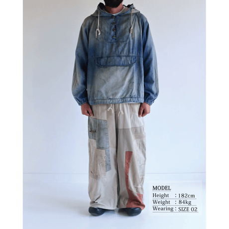 ANACHRONORM  AGING UTILITY DENIM ANORAK PULLOVER INDIGO