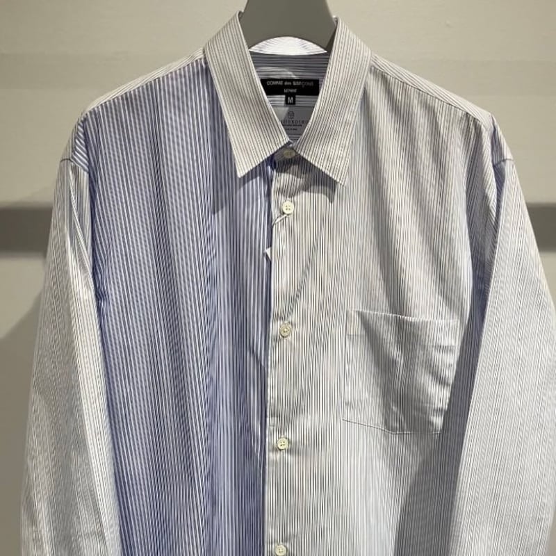 COMME des GARCONS HOMME 綿ストライプ 切換えシャツ | MAROON