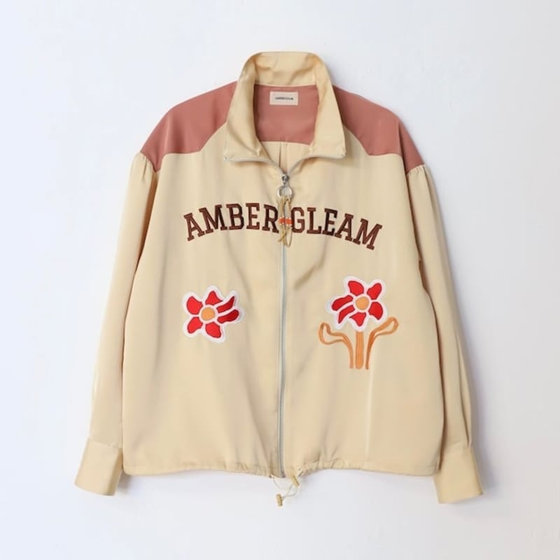 AMBERGLEAM Embroidered Satin Blouson | MAROON