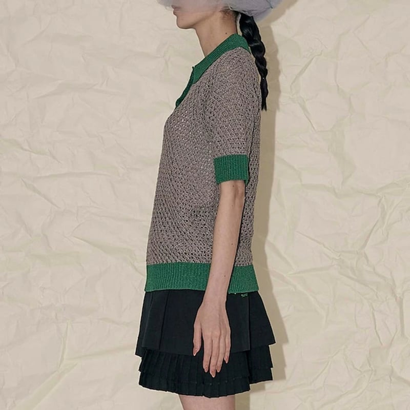 THOMAS MAGPIE collared mesh top トーマス マグパイ シャツ |