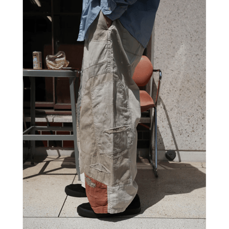 ANACHRONORM REMAKED MIX PANEL WIDE EASY PANTS BEIGE