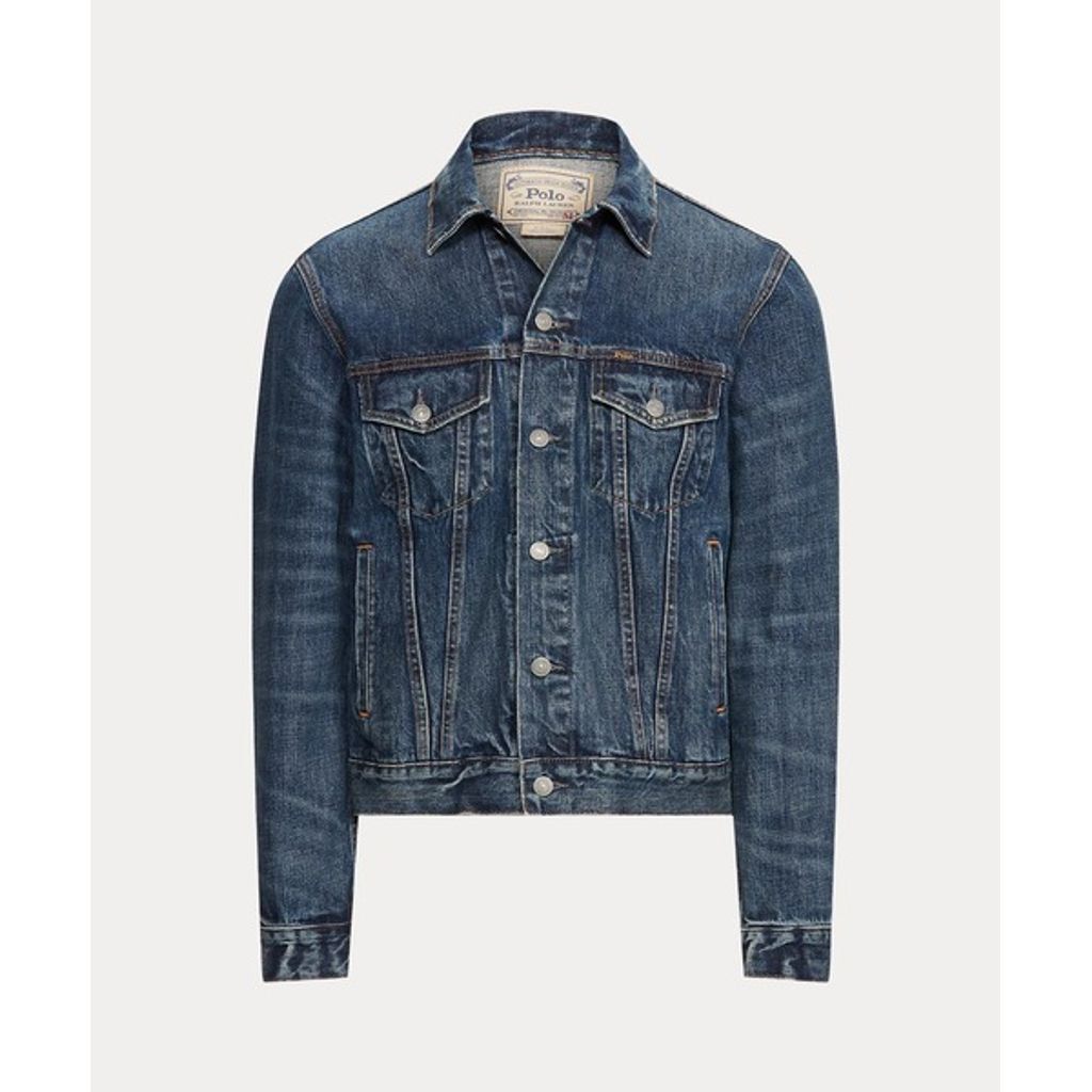 美品 ラルフローレン フェイデッド デニム トラッカージャケット M POLO RALPH LAUREN フェイデッド デニム トラッカー ジャケット | MAROON