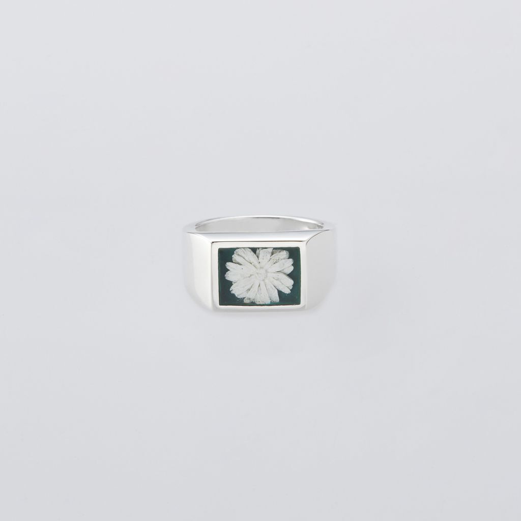 XOLO 1LDK別注リング Signet ring[GREEN] XOLO JEWELRY Signet Ring w/Forest Green Flower
