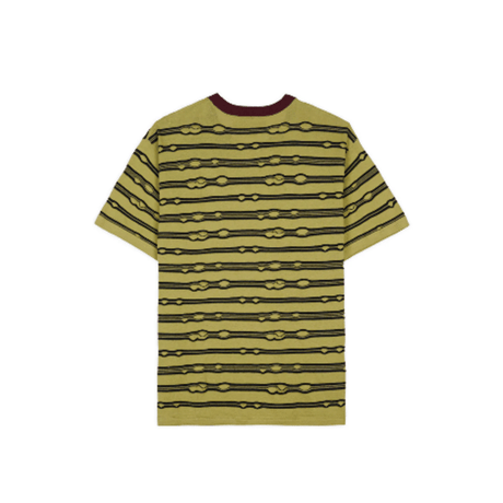 BRAIN DEAD EMBROIDERED PUCKERED STRIPED T-SHIRT - LIME