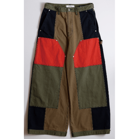 FDMTL FA26PN12C PATCHWORK DOUBLE KNEE PANTS RINSE
