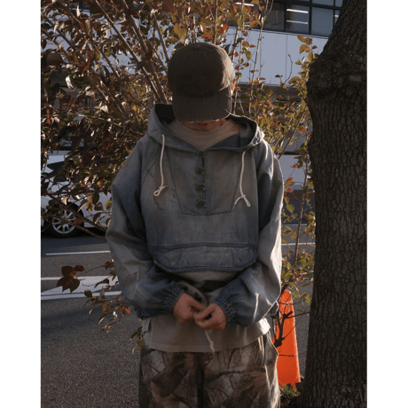 ANACHRONORM  AGING UTILITY DENIM ANORAK PULLOVER INDIGO