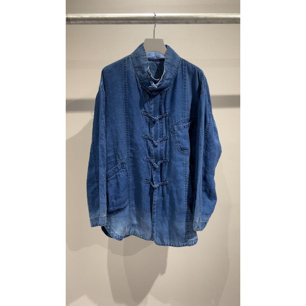 PORTER CLASSIC INDIGO LINEN CHINESE JACKET - IN