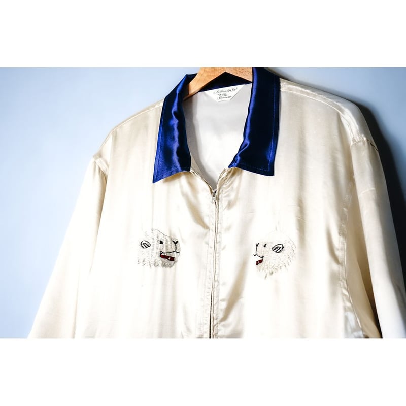 ANDFAMILYS SOUVENIR SATIN JACKET-白熊- | MAROON