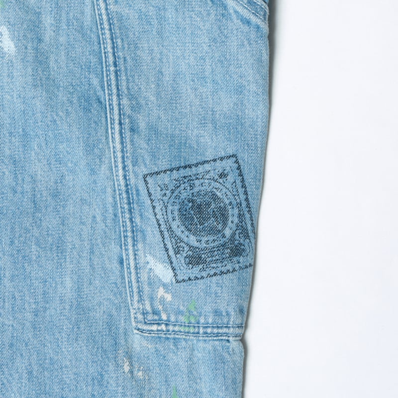 Liberaiders STAMPED DENIM SARROUEL PANTS | MAROON