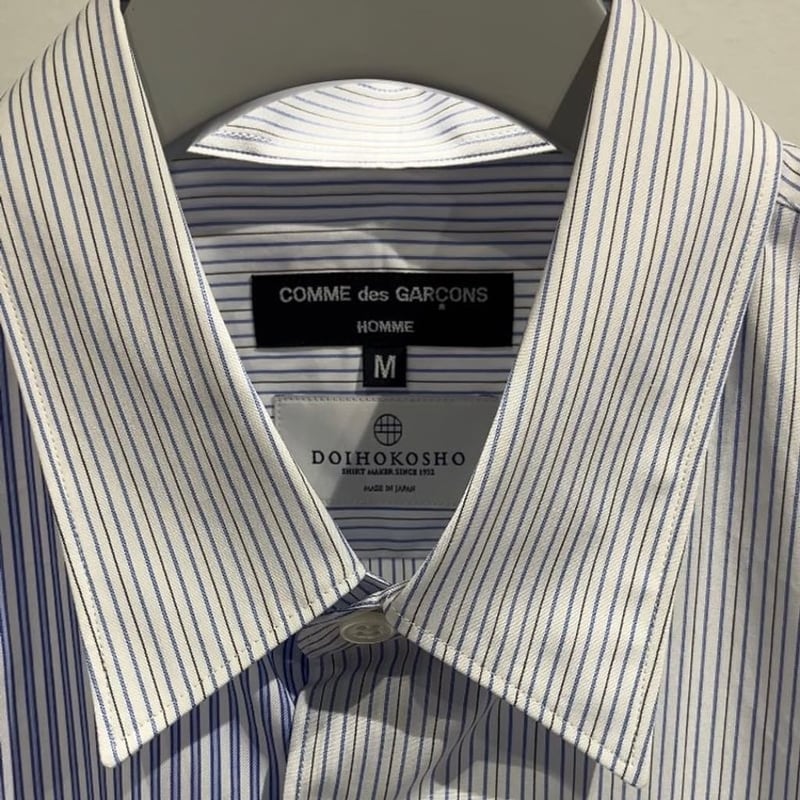 COMME des GARCONS HOMME 綿ストライプ 切換えシャツ | MAROON