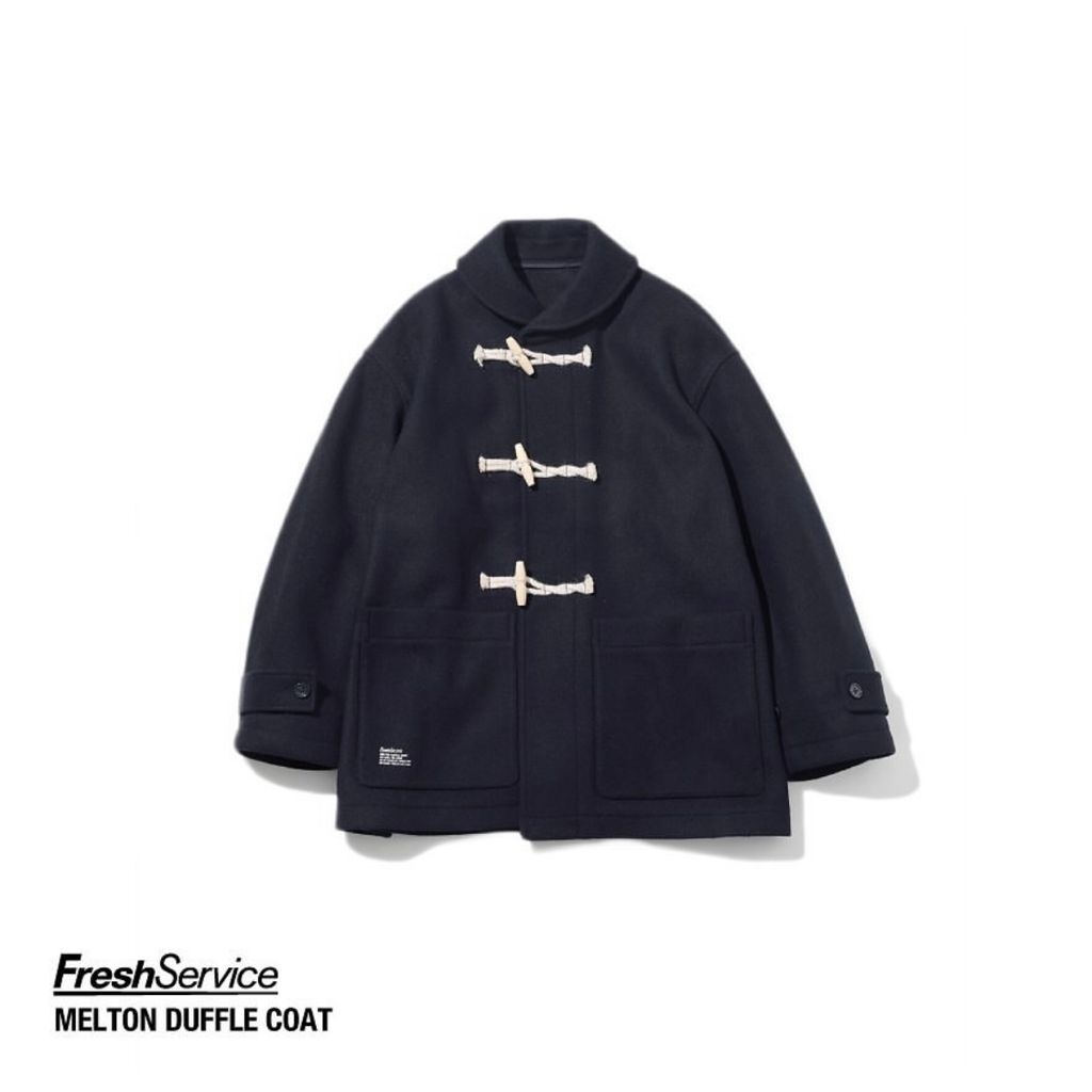 flesh serviceメルトンダッフルコート Lサイズ ブラック ダッフルコート メンズ メルトン[品番：IP000005795]｜improves
