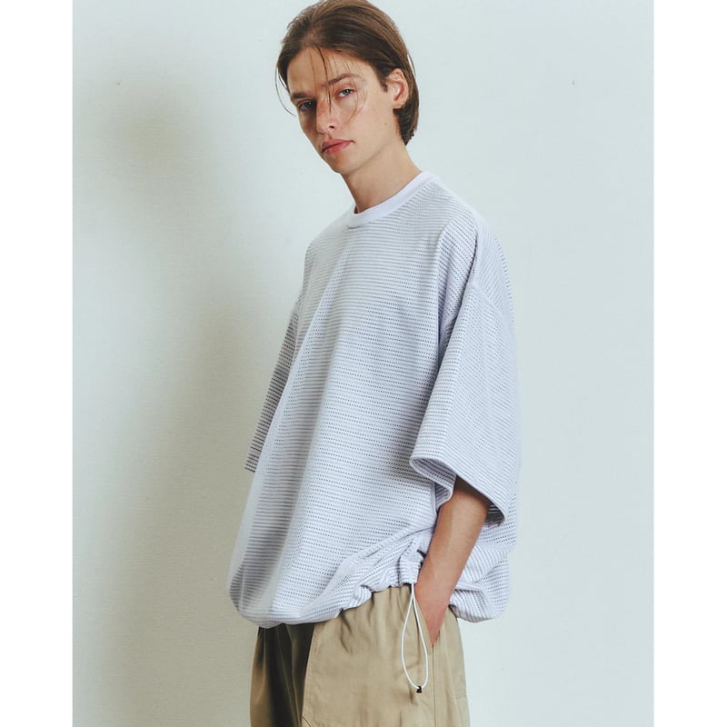 Mサイズ is-ness バルーンボーダーレイヤードメッシュT BALLOON STRIPES T SHIRT | is-ness online shop | イズネス