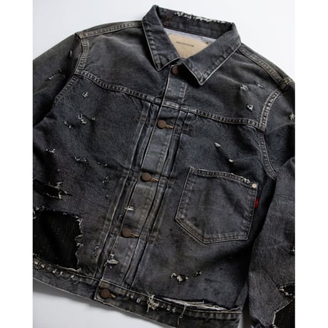 ANACHRONORM FRONT TUCK REMAKED BLACK DENIM JACKET BLACK (REMAKE)