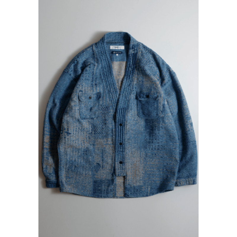 FDMTL BORO JAQUARD HAORI SHIRT 3YR WASH | MAROON