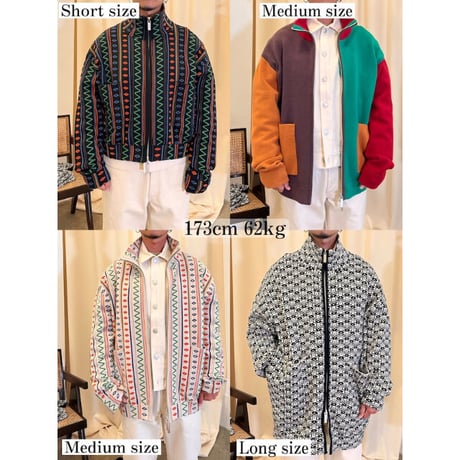 AMBERGLEAM Jacquard Knit Drivers Jacket / BLOCK（LONG）