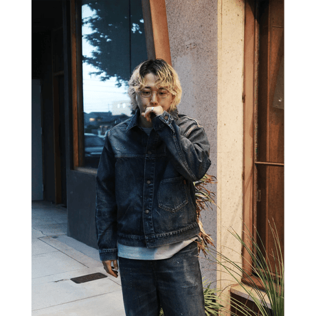 ANACHRONORM DAMAGED DENIM JACKET DARK INDIGO