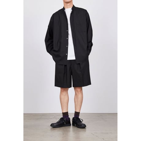MARKAWARE ORGANIC WOOL TROPICAL COMFORT FIT BAND COLLAR SHIRT