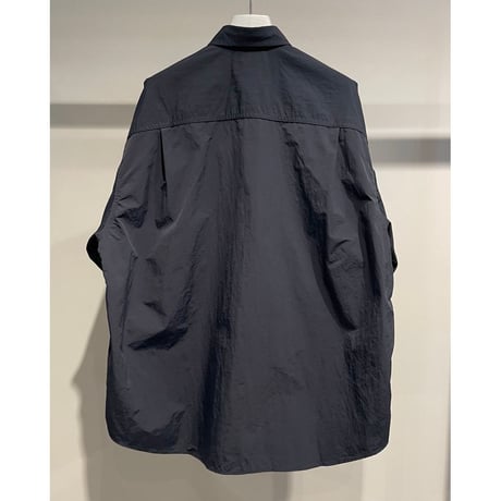 COMME des GARCONS HOMME NYLON TUSSER HALF SLEEVE SHIRT（NAVY）