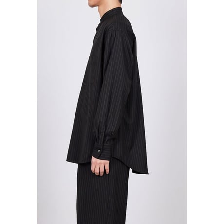 MARKAWARE ORGANIC WOOL TROPICAL COMFORT FIT BAND COLLAR SHIRT